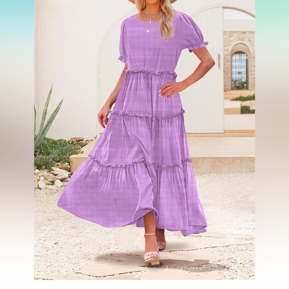 Elegant Purple Tiered Maxi Skirt